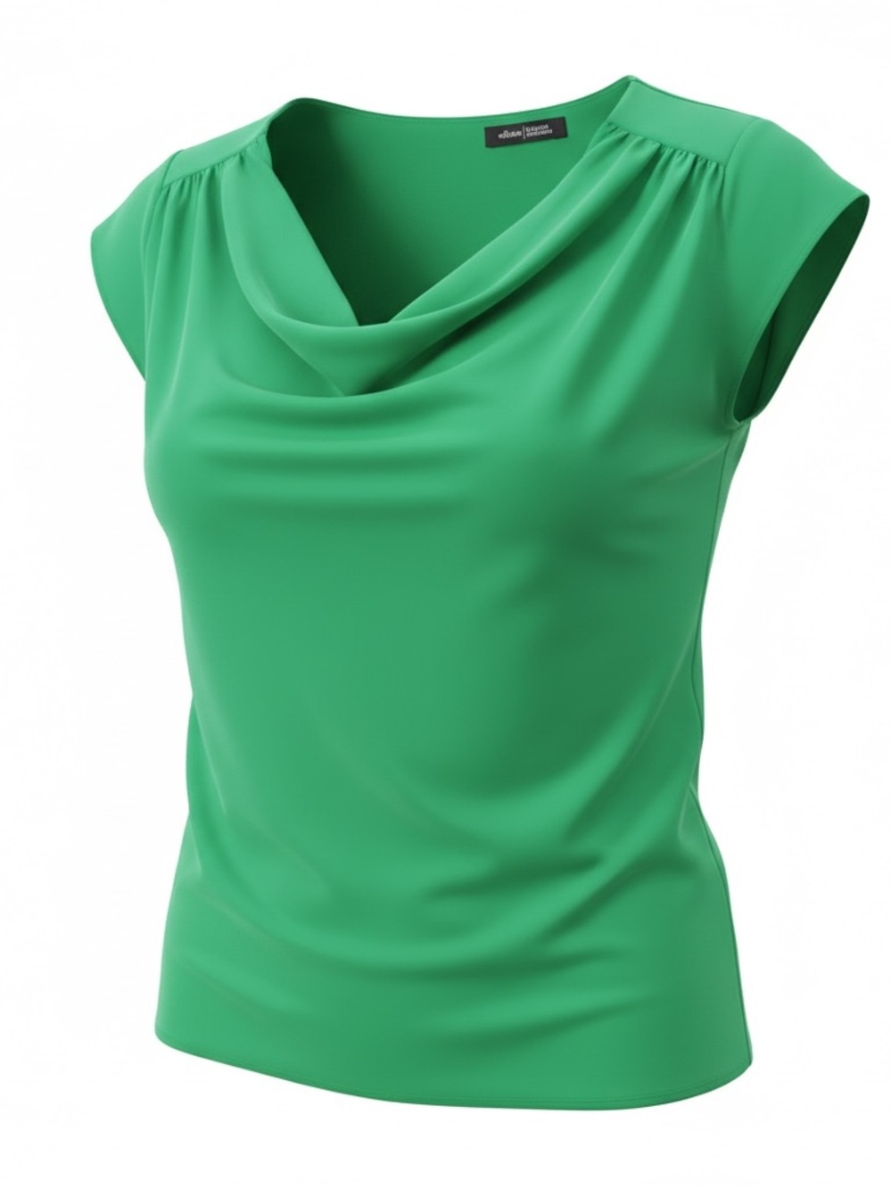eshakti Green Cowl Neck Cap Sleeve Blouse